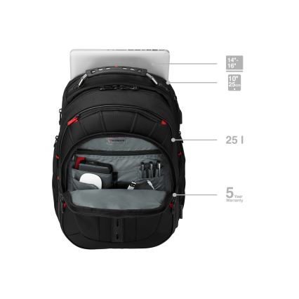 Wenger - Mochila para portátil 25 l 16 com bolso para tablet 10 Pegasus Deluxe preta