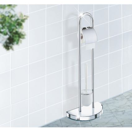 WENKO 16608100 - Escova de WC COSENZA 33x84 cm cromado brilhante/acetinado