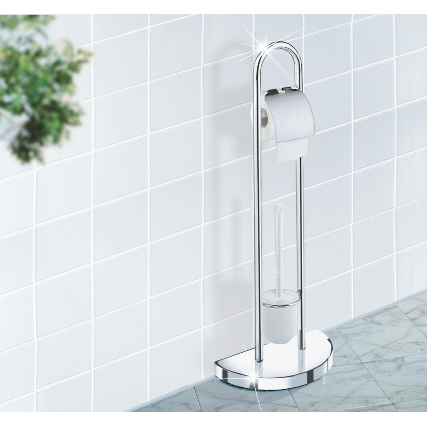 WENKO 16608100 - Escova de WC COSENZA 33x84 cm cromado brilhante/acetinado
