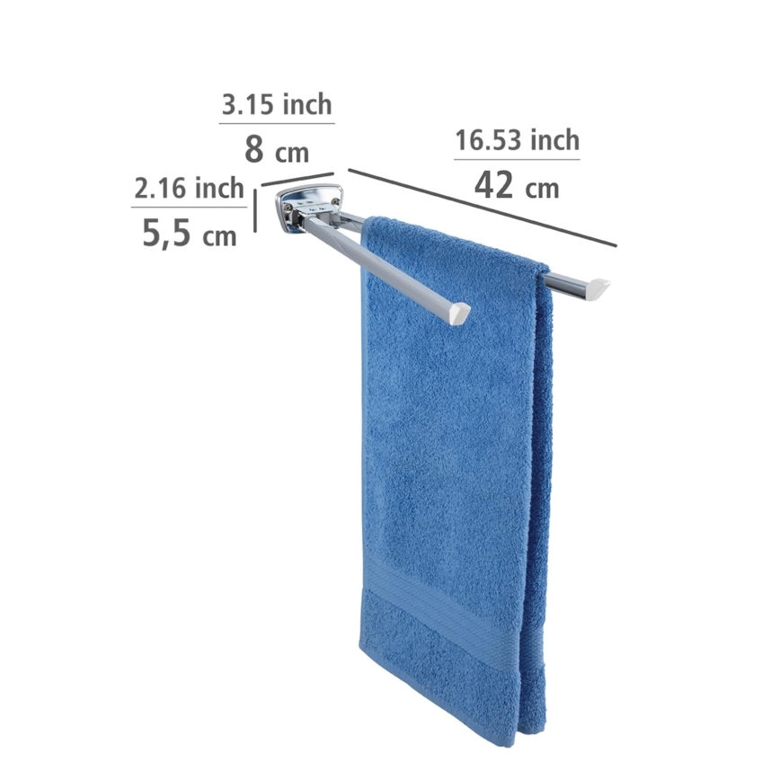 WENKO 17875100 - Toalheiro BASIC 42x8 cm, aço inoxidável/prateado