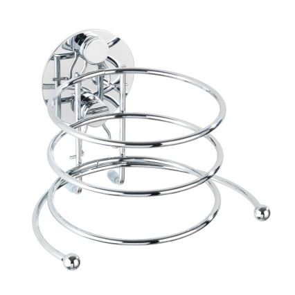WENKO 18770100-Suporte para secador de cabelo TURBO-LOC redondo em aço 14x11,5 cm cromado brilhante