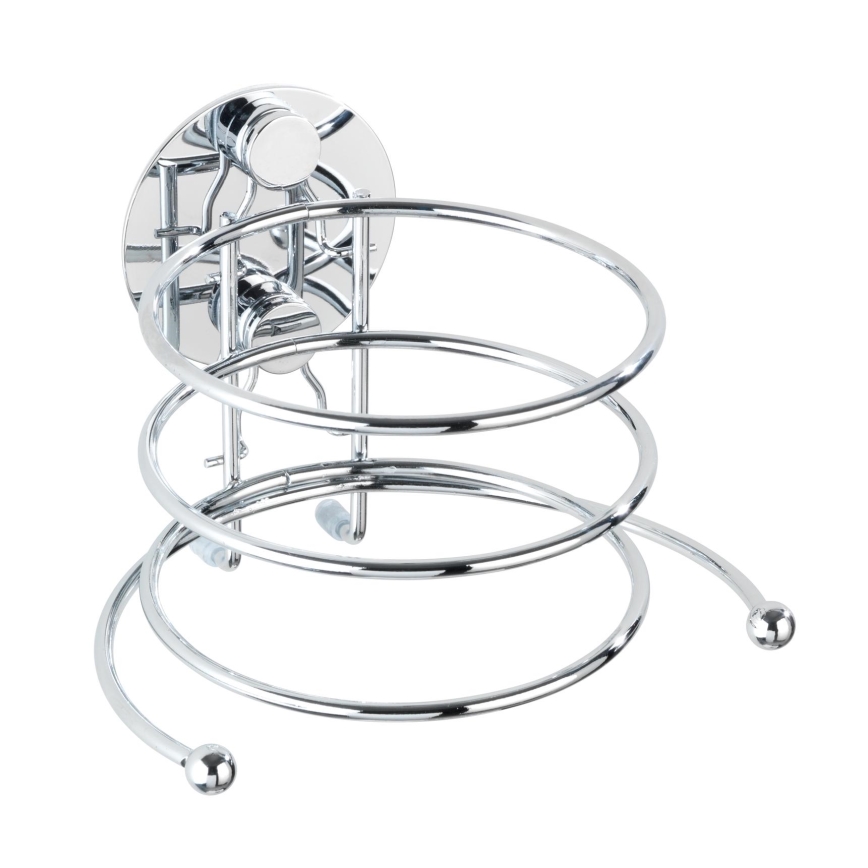 WENKO 18770100-Suporte para secador de cabelo TURBO-LOC redondo em aço 14x11,5 cm cromado brilhante