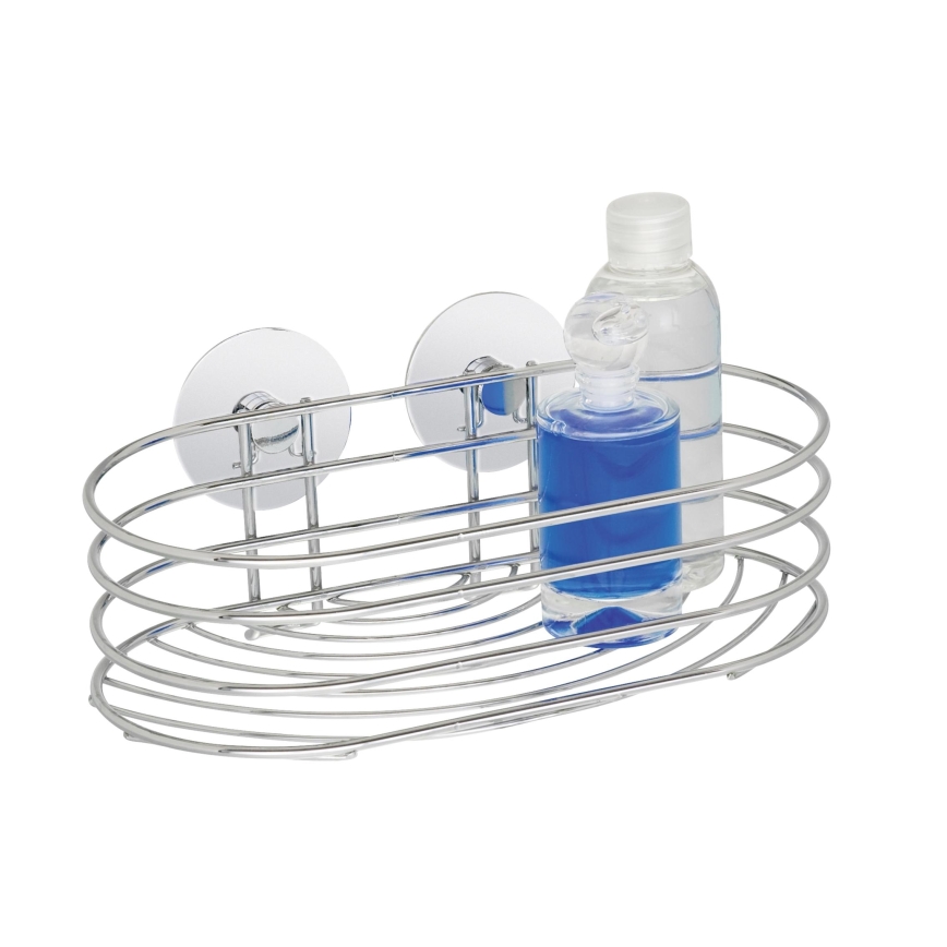 WENKO 18775100 - Prateleira TURBO-LOC redonda em aço, 23,5x13,5 cm, cromado brilhante