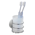WENKO 18779100-Copo para escovas de dentes TURBO-LOC RUND STAHL 7,5x9 cm cromo brilhante/branco
