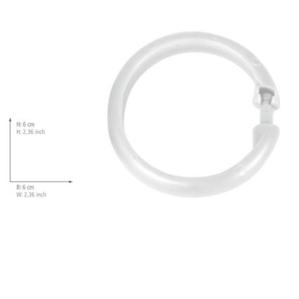 WENKO 19194100 - Argolas para cortina de duche LYGE 6x6 cm brancas