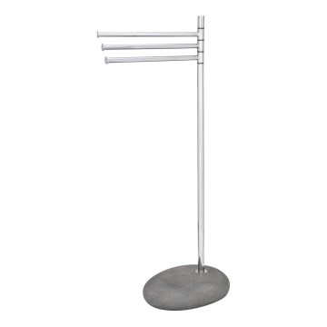 WENKO 19493100 - Toalheiro de pé PEBBLE STONE 38x84 cm, cromado brilhante/cinzento
