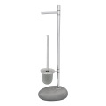 WENKO 19494100 - Escova para WC PEBBLE STONE 23,5x70 cm cromado brilhante/cinza/acetinado