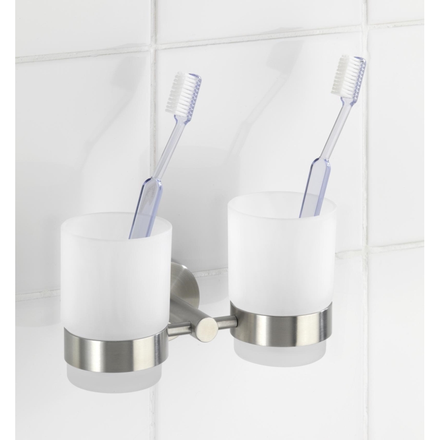 WENKO 19638100 - Suporte para escovas de dentes BOSIO MATT 17,5x9,5 cm aço inoxidável/prateado