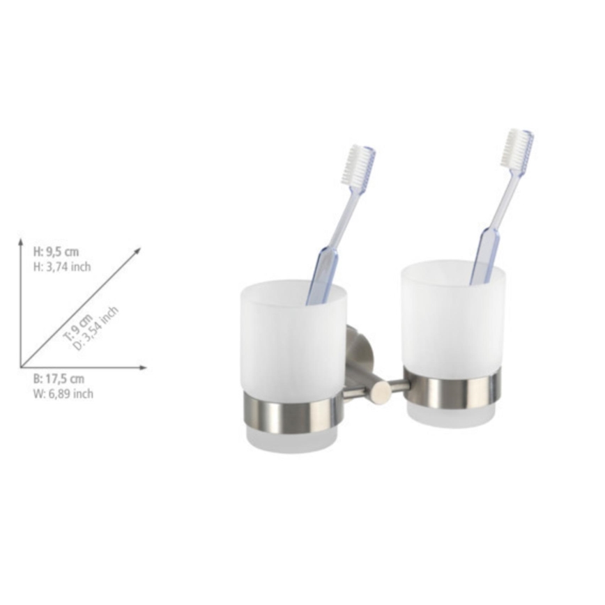 WENKO 19638100 - Suporte para escovas de dentes BOSIO MATT 17,5x9,5 cm aço inoxidável/prateado