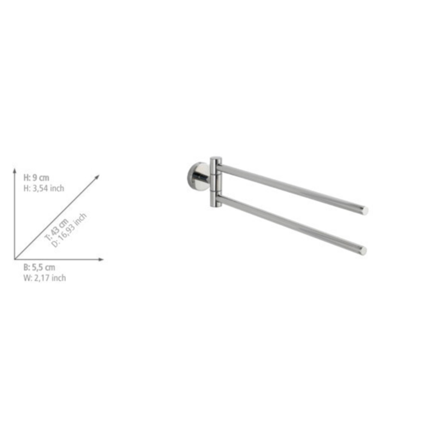 WENKO 20213100 - Suporte para toalhas BOSIO SHINE 43 x 9 cm, aço inoxidável/prateado