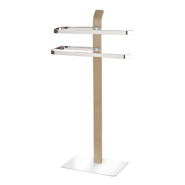 WENKO 20396100 - Suporte para toalhas SAMONA 40,5 x 79,5 cm cromado brilhante/castanho