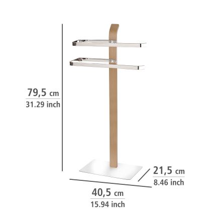 WENKO 20396100 - Suporte para toalhas SAMONA 40,5 x 79,5 cm cromado brilhante/castanho