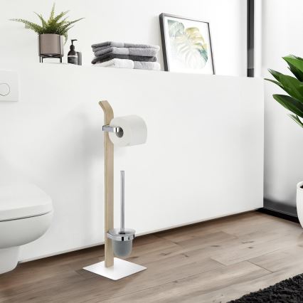 WENKO 20397100 - Escova de WC SAMONA 20x71,5 cm cromado/castanho/satinado