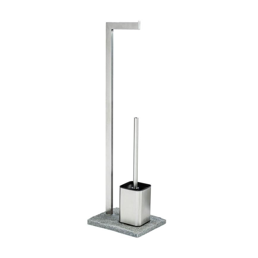 WENKO 20604100 - Escova para WC GRANIT 23x73,5 cm aço inoxidável/acetinado/cinzento