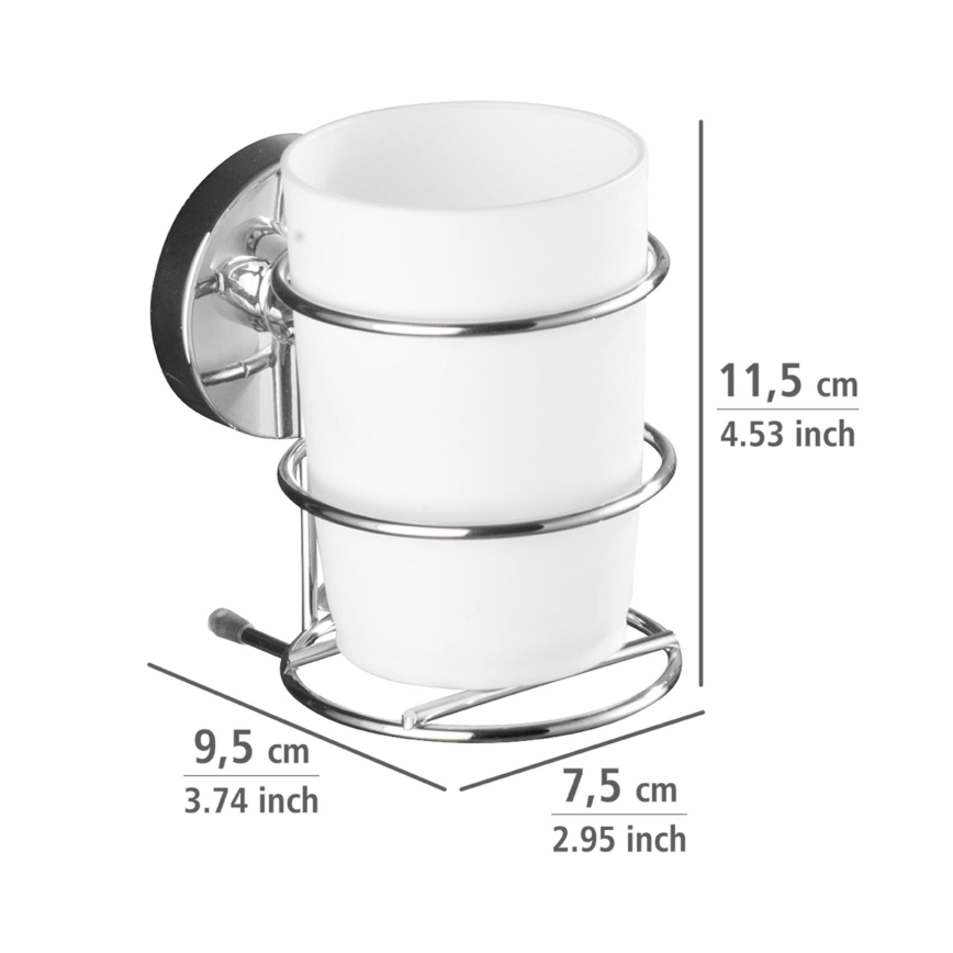WENKO 20880100 - Copo VACUUM-LOC MILAZZO 7,5 x 11,5 cm, cromado brilhante/branco