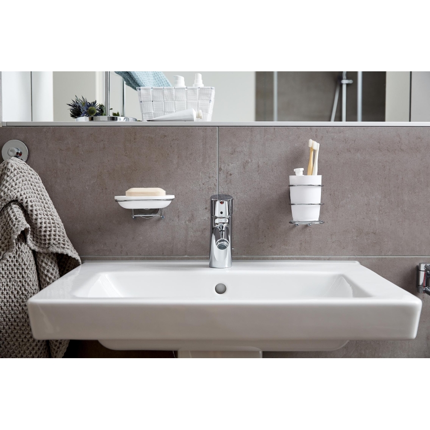 WENKO 20880100 - Copo VACUUM-LOC MILAZZO 7,5 x 11,5 cm, cromado brilhante/branco