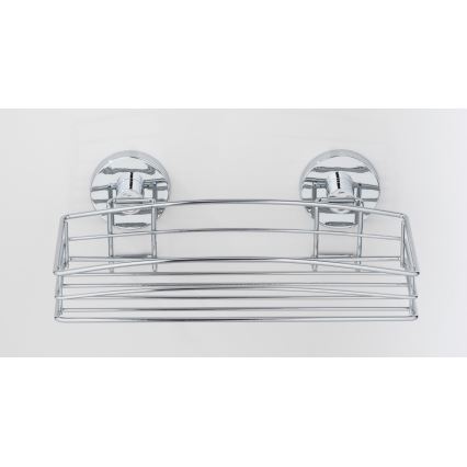 WENKO 20883100-Prateleira VACUUM-LOC Redonda em aço 26x15,3 cm, cromado brilhante