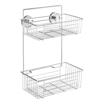 WENKO 20889100 - Prateleira VACUUM-LOC redonda em aço, 26 x 38 cm, acabamento cromado brilhante