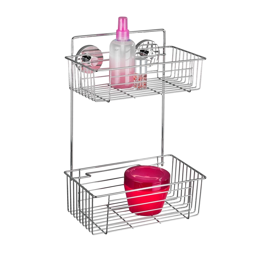 WENKO 20889100 - Prateleira VACUUM-LOC redonda em aço, 26 x 38 cm, acabamento cromado brilhante