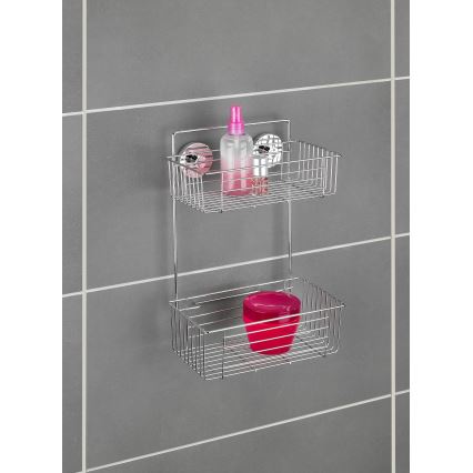 WENKO 20889100 - Prateleira VACUUM-LOC redonda em aço, 26 x 38 cm, acabamento cromado brilhante