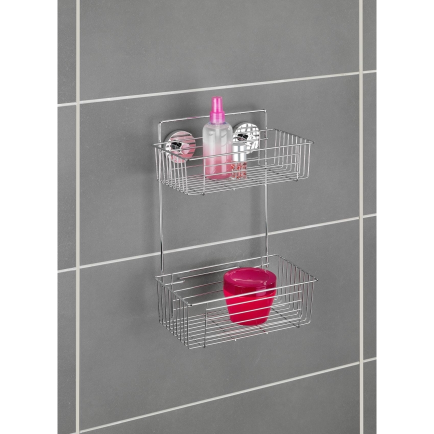 WENKO 20889100 - Prateleira VACUUM-LOC redonda em aço, 26 x 38 cm, acabamento cromado brilhante