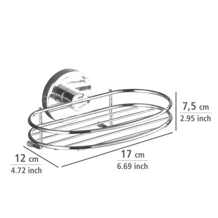 WENKO 20890100-Porta-sabonete VACUUM-LOC MILAZZO 16,5x12 cm cromado brilhante