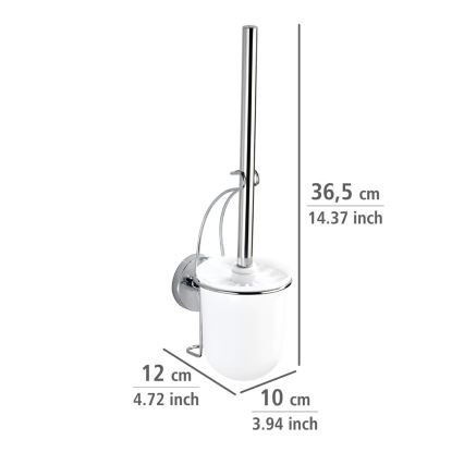 WENKO 20898100-Escova de WC VACUUM-LOC MILAZZO 10x34 cm aço inoxidável/cromado brilhante/branca