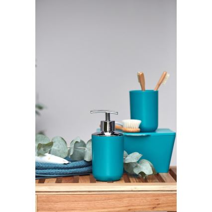 WENKO 21224100 - Dispensador de sabão BRASIL 7,3x16,5 cm turquesa/cromado brilhante