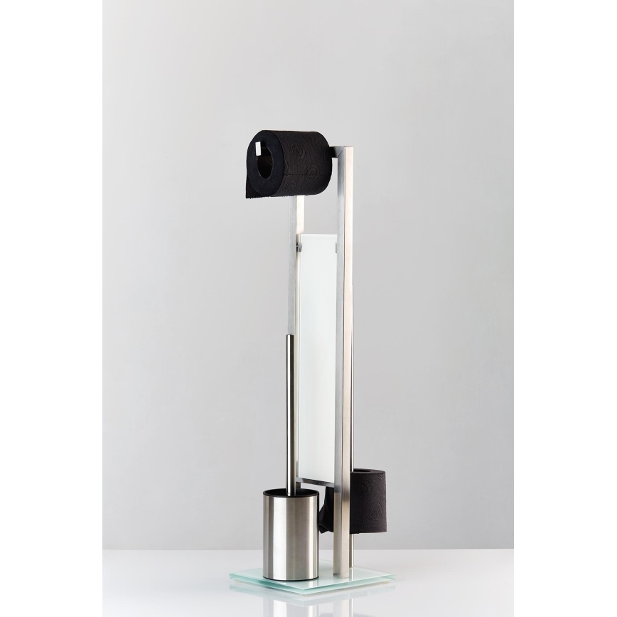 WENKO 21564100 - Escova de WC RIVALTA 18x70 cm inox/prateado/branco/preto