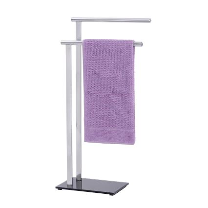 WENKO 22090100 - Toalheiro de pé LAVA 42x81 cm aço inoxidável/prateado/preto