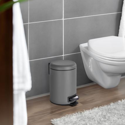 WENKO 22148100 - Lixeira LEMAN 17x25 cm cinzento/preto