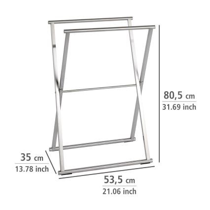 WENKO 22476100 - Suporte para toalhas LAVA 53,5x80,5 cm aço inoxidável/prateado