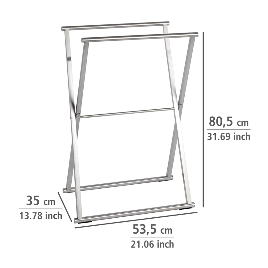 WENKO 22476100 - Suporte para toalhas LAVA 53,5x80,5 cm aço inoxidável/prateado