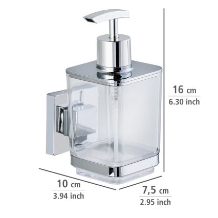 WENKO 22683100-Dispensador de sabão VACUUM-LOC QUADRO ED 7,5x16 cm prateado/cromado brilhante