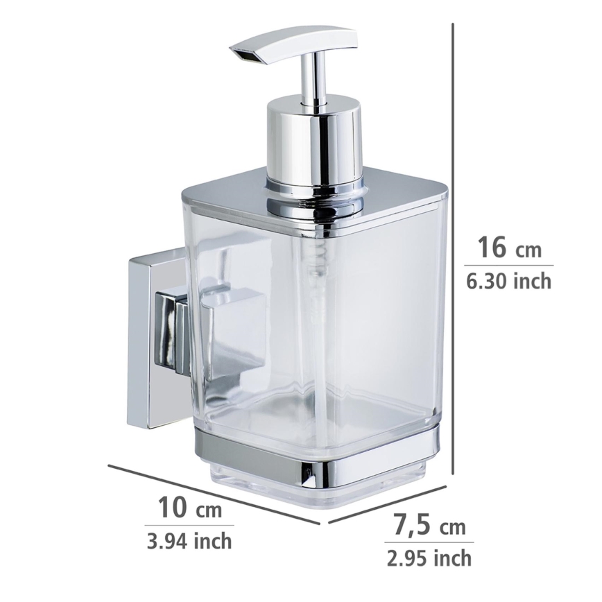 WENKO 22683100-Dispensador de sabão VACUUM-LOC QUADRO ED 7,5x16 cm prateado/cromado brilhante