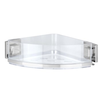 WENKO 22686100 - Prateleira de canto VACUUM-LOC QUADRO ED 28x19,5 cm prateada/transparente