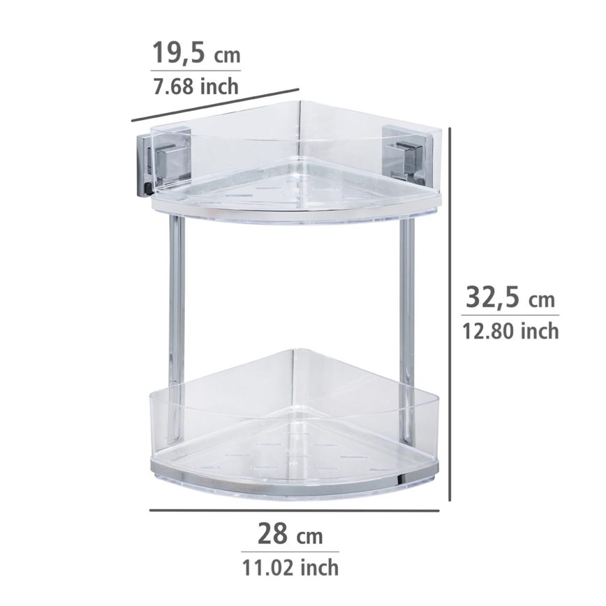 WENKO 22690100-Estante de canto VACUUM-LOC QUADRO ED 28x32,5 cm prateado/cromado brilhante