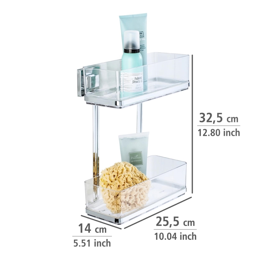 WENKO 22691100 - Prateleira VACUUM-LOC QUADRO ED 25,5 x 32,5 cm prateada/cromada brilhante/transparente