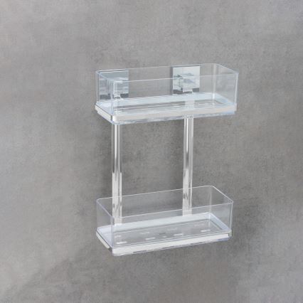 WENKO 22691100 - Prateleira VACUUM-LOC QUADRO ED 25,5 x 32,5 cm prateada/cromada brilhante/transparente