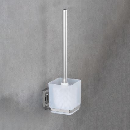 WENKO 22695100-WC escova para sanita VACUUM-LOC QUADRO ED 9,5x37 cm prateada/cromado brilhante/transparente