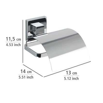 WENKO 22696100-Porta-rolo de papel higiénico VACUUM-LOC QUADRO ED 13x14 cm cromado brilhante