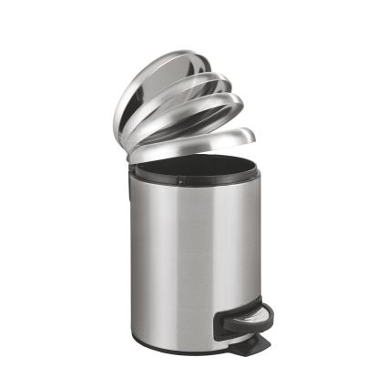 WENKO 22702100 - Cesto de lixo LEMAN 17x25 cm aço inoxidável/acetinado/preto