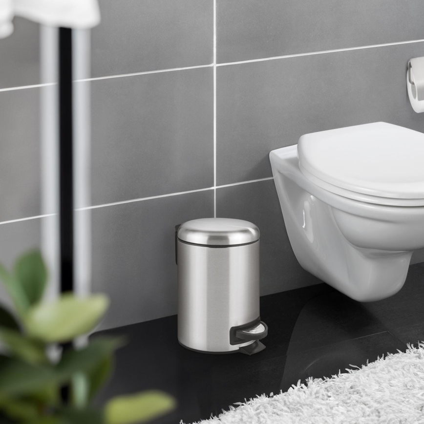 WENKO 22702100 - Cesto de lixo LEMAN 17x25 cm aço inoxidável/acetinado/preto