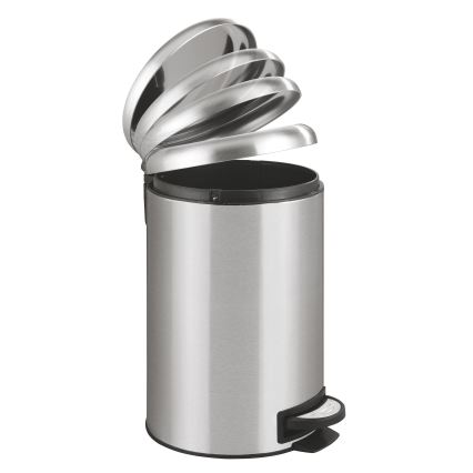 WENKO 22703100 - Lixeira LEMAN 25x38 cm aço inoxidável/acetinado/preto