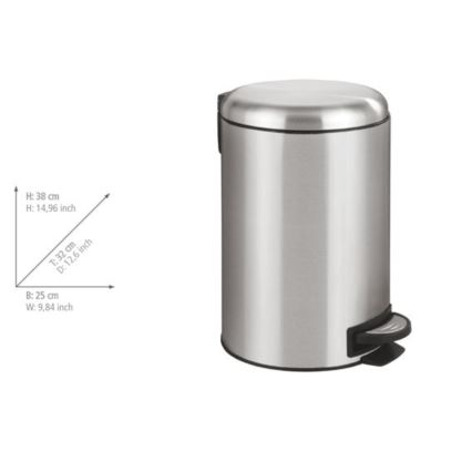 WENKO 22703100 - Lixeira LEMAN 25x38 cm aço inoxidável/acetinado/preto