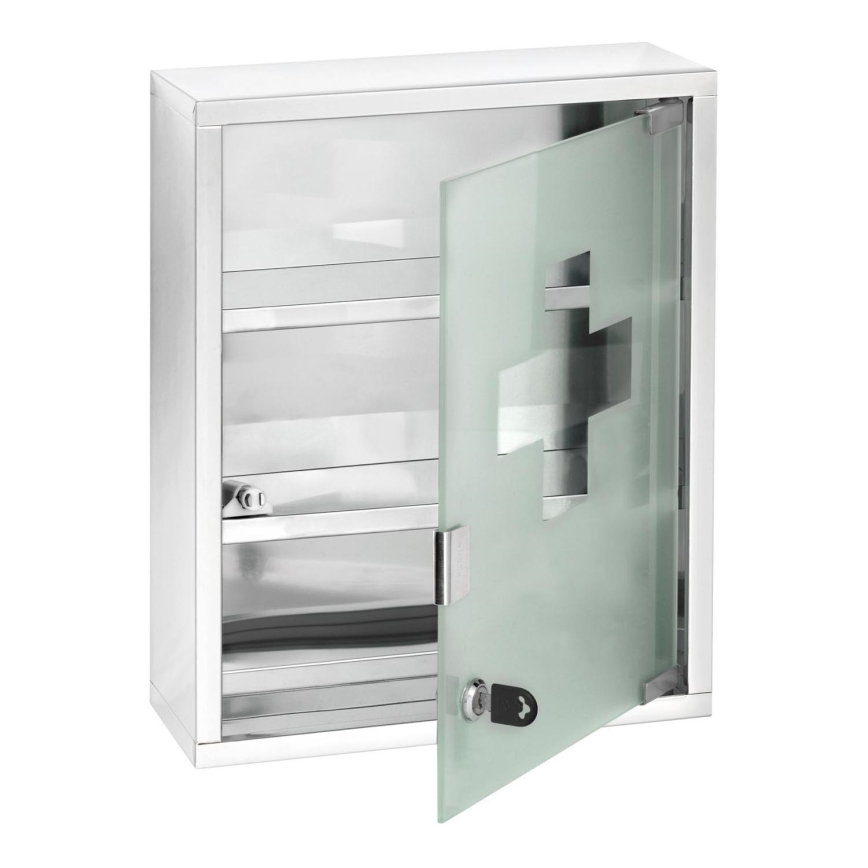 WENKO 22924100 - Armário de medicamentos 30x40 cm aço inoxidável/prateado
