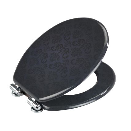 WENKO 22977100-Assento de sanita BELLEVUE 35,5x42,5 cm antracite/prateado
