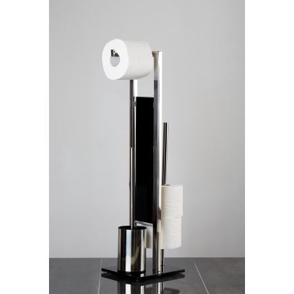 WENKO 22983100 - Escova de WC RIVALTA 18x70 cm aço inoxidável/prateado/preto