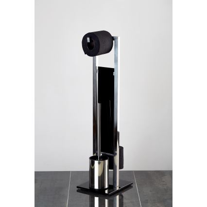 WENKO 22983100 - Escova de WC RIVALTA 18x70 cm aço inoxidável/prateado/preto