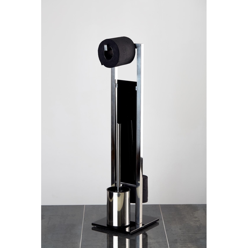 WENKO 22983100 - Escova de WC RIVALTA 18x70 cm aço inoxidável/prateado/preto